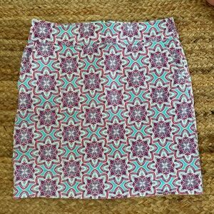 Talbots 10 Petite Blue & Red Cotton Skirt